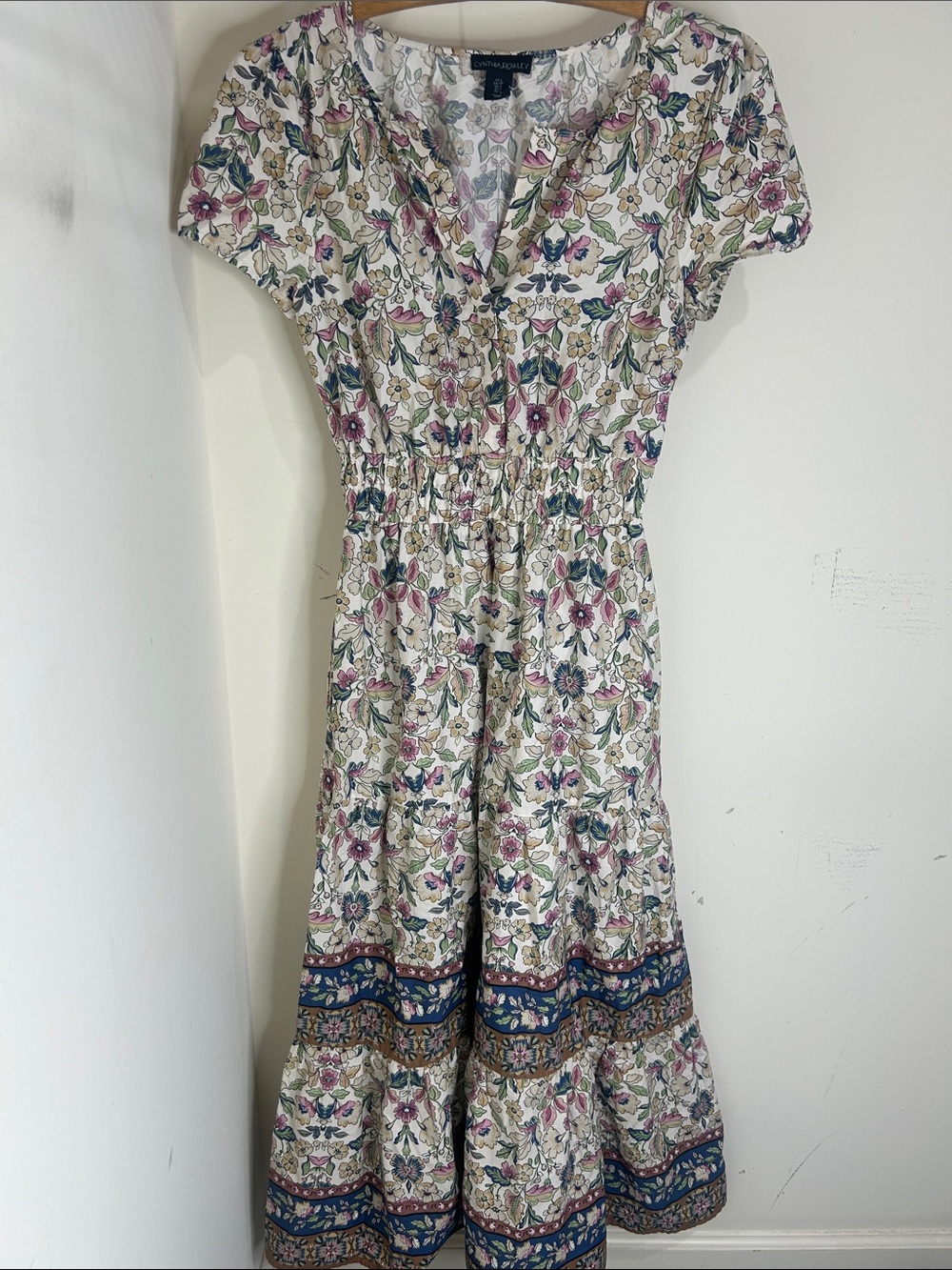 CYNTHIA ROWLEY Floral Tiered Maxi Dress Size Small - Picture 14 of 14